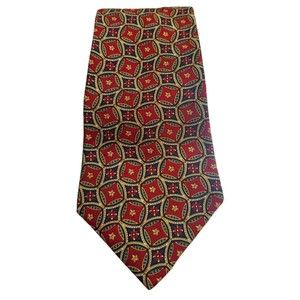 Vintage Tommy Hilfiger Italian Silk Tie Red, Blue, Green, Gold Made in USA